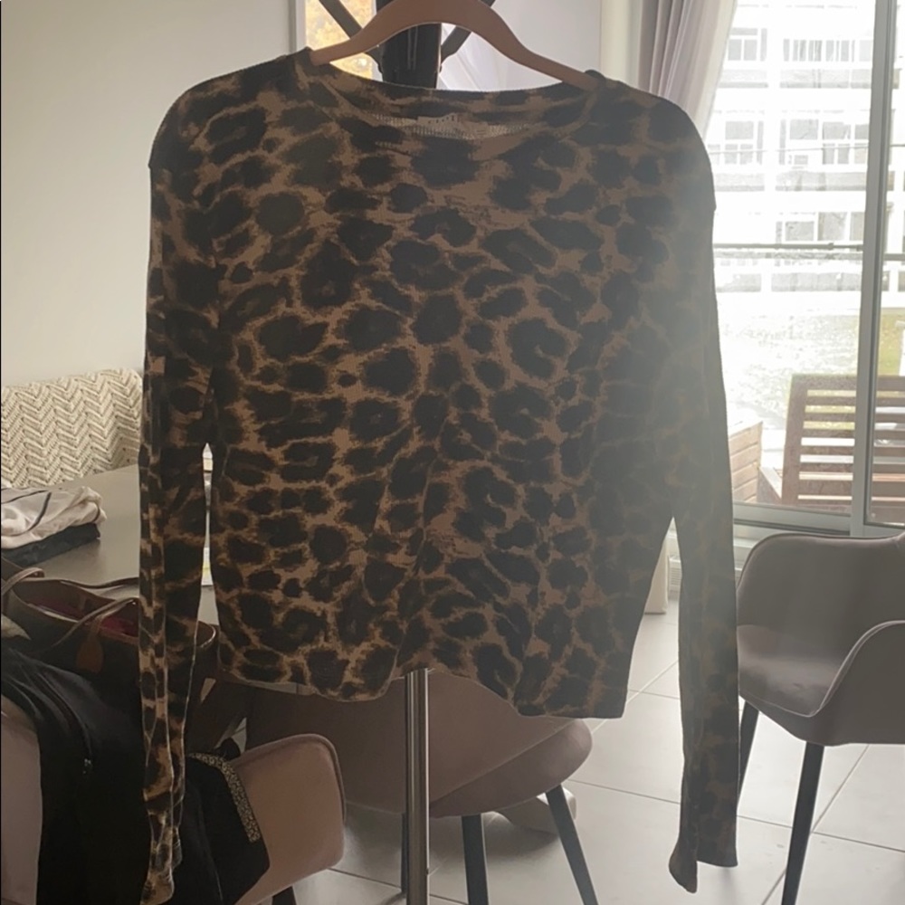 Animal Print Waffle Crop Top